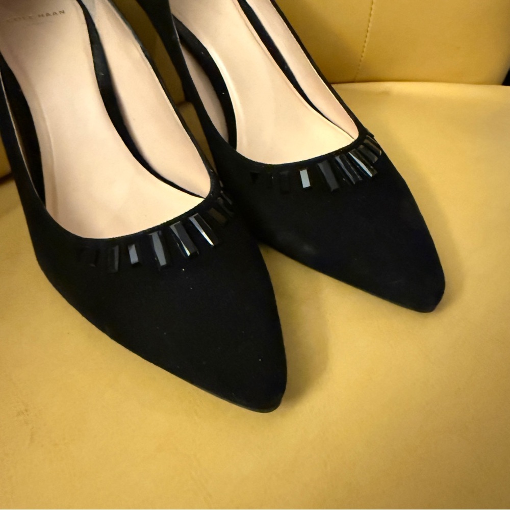 ✨ Cole Haan Garland Jeweled Black Suede Pumps, Size 9.5B ✨